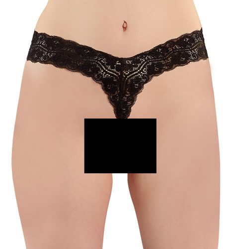 Cottelli - dupla gyöngysoros csipke tanga (fekete)