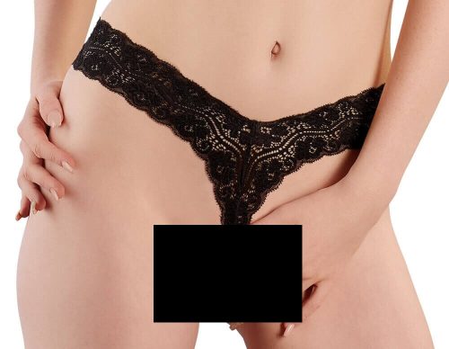 Cottelli - dupla gyöngysoros csipke tanga (fekete)