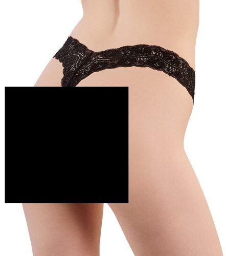 Cottelli - dupla gyöngysoros csipke tanga (fekete)