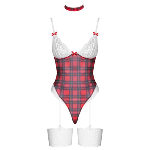 Cottelli - kockás body szett (piros)