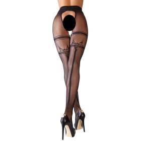 Cottelli - Dupla hatású, nyitott necc harisnya (fekete)