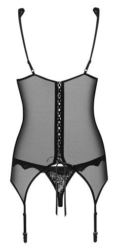 Obsessive Emperita - apró hímzéses felső és tanga (fekete)