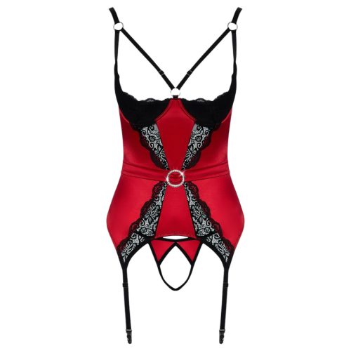 Cottelli - csipkebetétes mellemelő felső szett (piros)