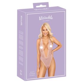 Kissable - mélyen dekoltált csipkés body (pink)
