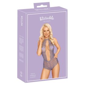 Kissable - nyakpántos, csipkés body (lila)