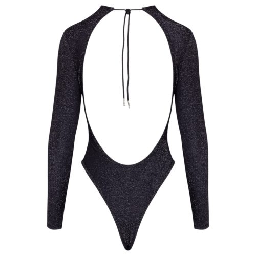 Cottelli - nyitott hátú, csillogós body (fekete)