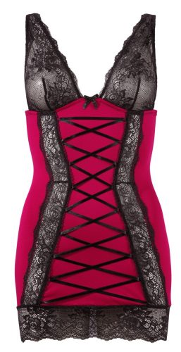 Cottelli - exkluzív fűzős-csipkés ruha (piros-fekete)