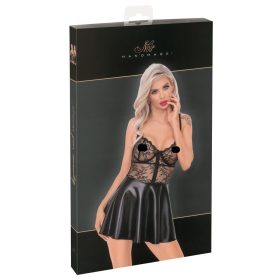 Noir - csipke felsős fényes ruha (fekete)