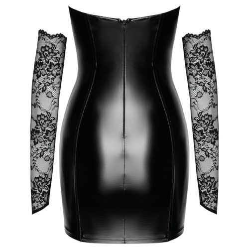 Noir - latex ruha csipke berakással (fekete)