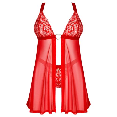 Obsessive Elianes - csipkés babydoll szett (piros)