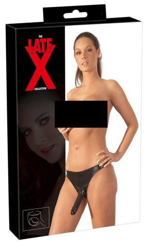 LATEX - alsó külső dildóval - fekete (S-L)