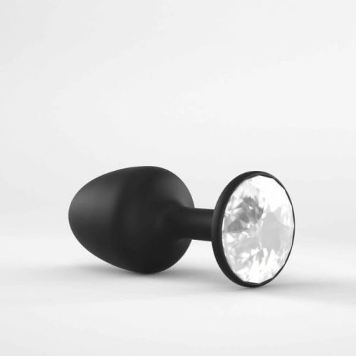 Dorcel Geisha Plug Diamond L - fehér köves anál dildó (fekete)