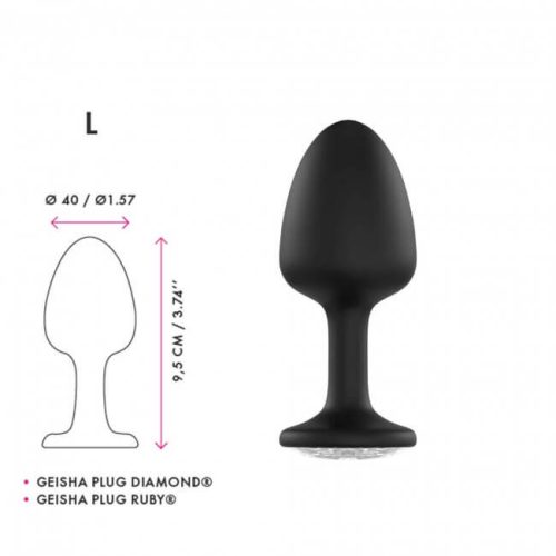 Dorcel Geisha Plug Diamond L - fehér köves anál dildó (fekete)