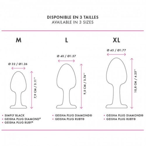 Dorcel Geisha Plug Diamond XL - fehér köves anál dildó (fekete)