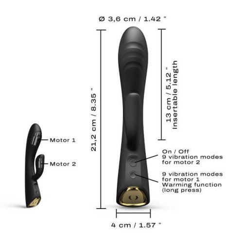 Dorcel Flexi Rabbit - akkus, melegítős csiklókaros vibrátor (fekete)