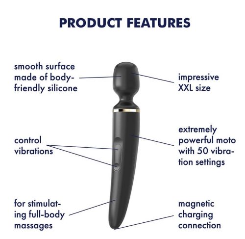 Satisfyer Wand-er Woman - akkus, vízálló masszírozó vibrátor (fekete)