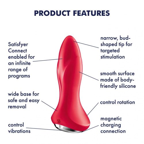 Satisfyer Rotator Plug 1 - akkus, forgó gyöngyös anál vibrátor (piros)