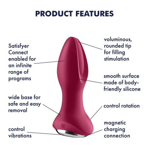 Satisfyer Rotator Plug 2 - akkus, forgó gyöngyös anál vibrátor (fúzia)