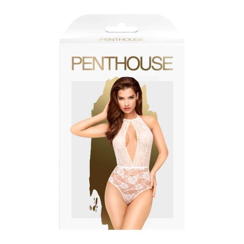 Penthouse Toxic Powder - csipkés, nyakpántos body (fehér)