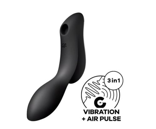 Satisfyer Curvy Trinity 2 - akkus hüvelyi és csiklóvibrátor (fekete)