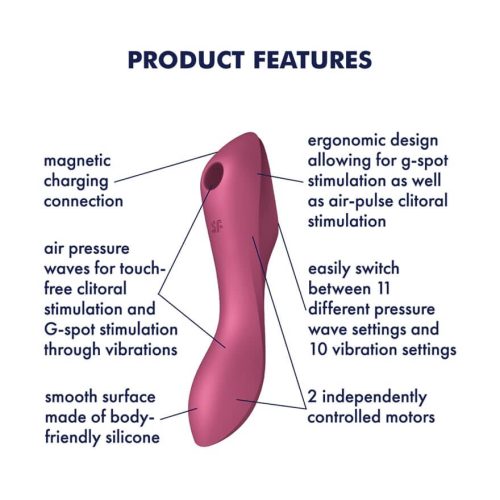 Satisfyer Curvy Trinity 3 - akkus hüvelyi és csiklóvibrátor (piros)