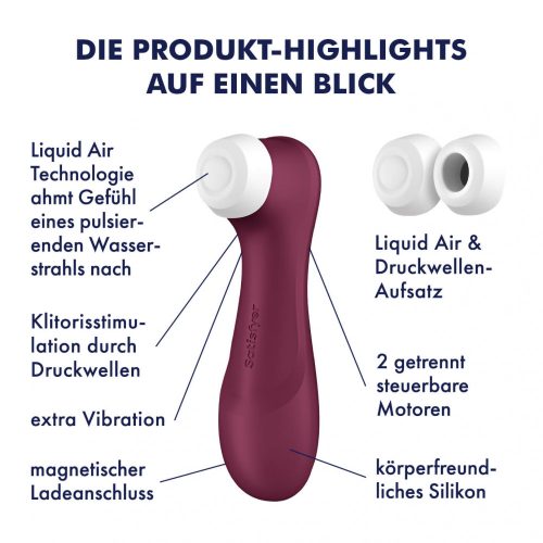 Satisfyer Pro 2 Gen3 - okos, akkus, léghullámos csiklóizgató vibrátor (bordó)