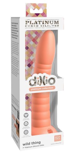 Dillio Wild Thing - tapadótalpas barázdált szilikon dildó (19cm) - narancs