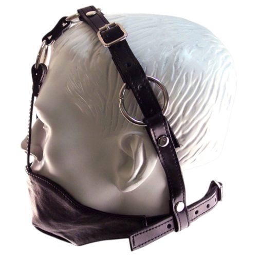 Rouge - valódi bőr maszk és szájpecek (fekete)