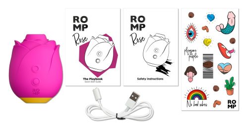 ROMP Rose - akkus, léghullámos rózsa vibrátor (pink)