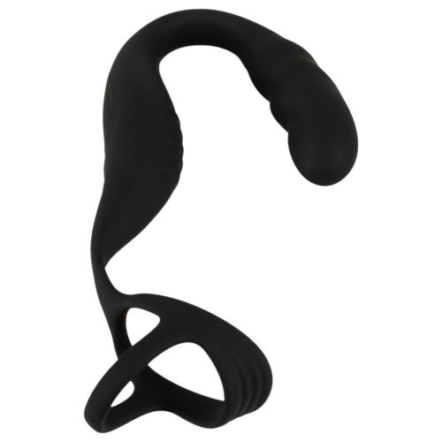 Rebel - prosztata vibrátor pénisz-és heregyűrűvel (fekete)