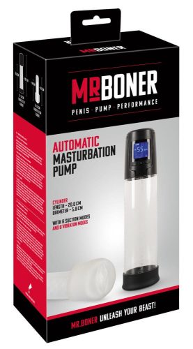 Mr. Boner - akkus, automatikus péniszpumpa (fekete-áttetsző)