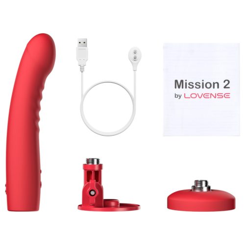 Lovense Mission 2 - okos vibrátor tapadókoronggal (piros)