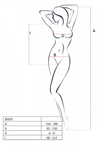 Passion BS035 - extrém vállpántos, nyitott necc body (piros) - S-L