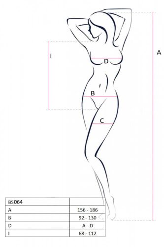 Passion BS064 - angyalszárnyas, nyitott necc body (fehér) - S-L