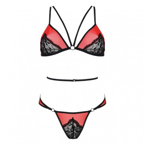 Passion Peonia - melltartó szett (piros-fekete)