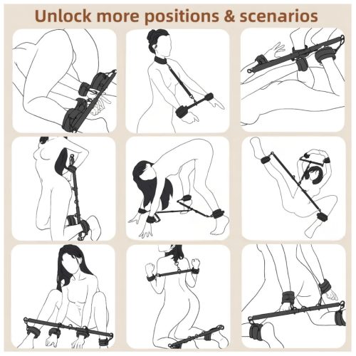 Lonely - állítható terpesztő rúd és bilincsek (fekete)