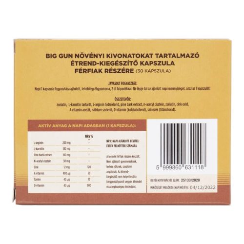 Big Gun - étrendkiegészítő kapszula férfiaknak (30db)