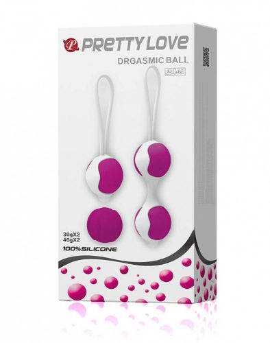 Pretty Love Orgasmic - variálható gésagolyó szett (fehér-lila)