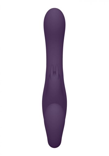 Vive Suki - akkus, tartópánt nélküli felcsatolható vibrátor nyuszis csiklóizgatóval (lila)