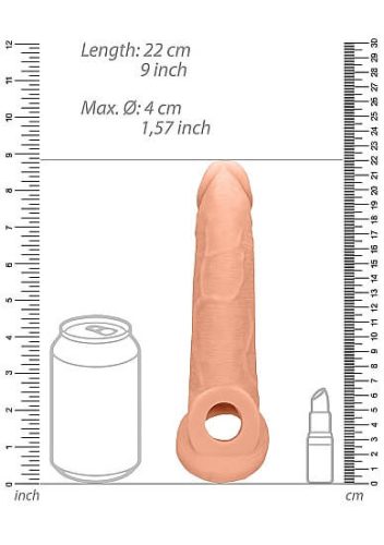 RealRock Penis Sleeve 9 - péniszköpeny (21,5cm) - natúr