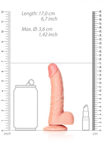 RealRock Curved - tapadótalpas, herés realisztikus dildó - 15,5cm (natúr)
