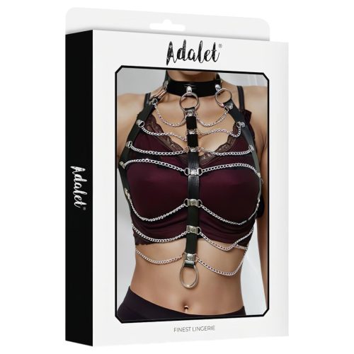 Adalet Hilda - vegán bőr láncos hám (fekete)