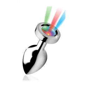 Booty Sparks - világító anál plug - közepes (ezüst)