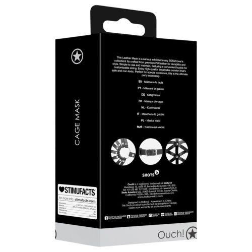 Ouch! - műbőr ketrec maszk (fekete)