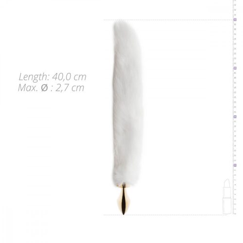 Easytoys Fox NO13 - fém anál dildó rókafarokkal (arany-fehér)