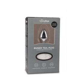   Easytoys Bunny NO1 - fém anál dildó nyuszifarokkal (ezüst-fehér)