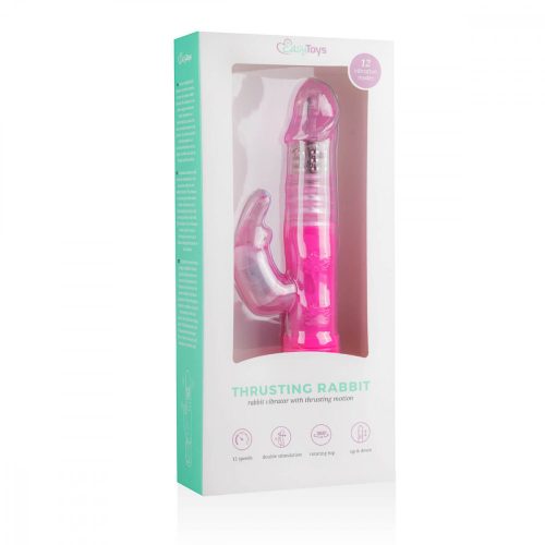 Easytoys - makkos, nyuszis csiklókaros vibrátor (pink-áttetsző)