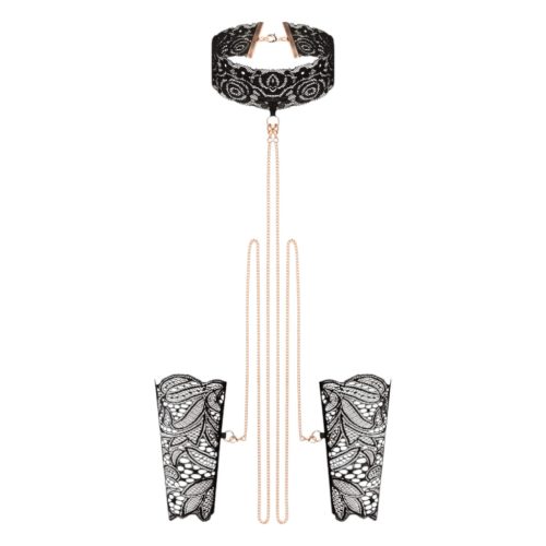 Rosy Gold - nyakörv és csuklópántok (fekete)