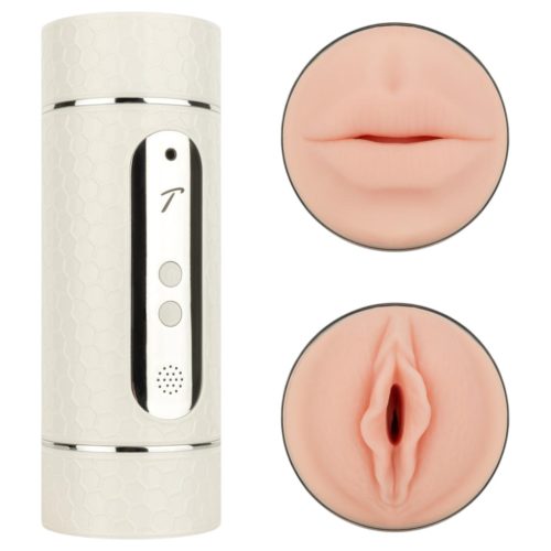 Teazers - hang vezérlésű száj- és punci maszturbátor (fehér)