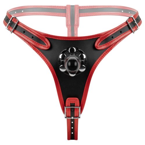 Easytoys - felcsatolható alsó tripla dildóval (fekete)